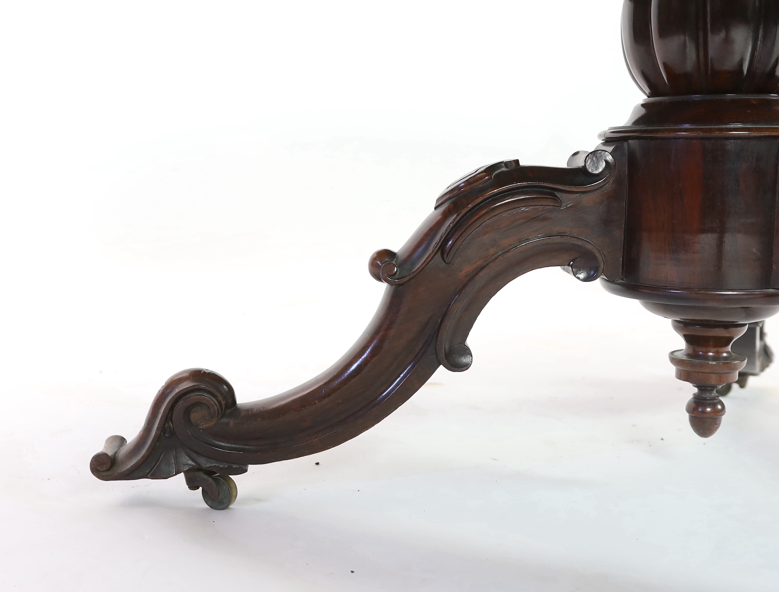 A Victorian and later marquetry inlaid walnut and rosewood breakfast table, diameter 132cm, height 74cm